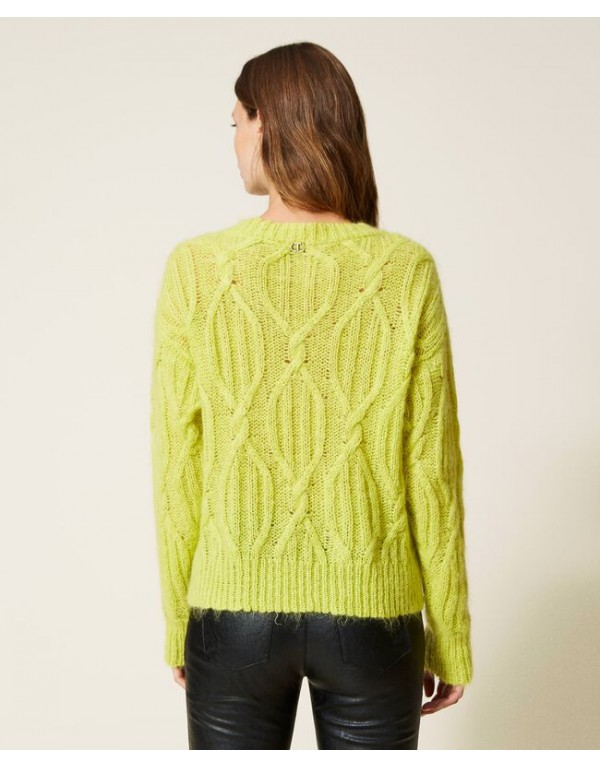 Mohair blend cable knit jumper